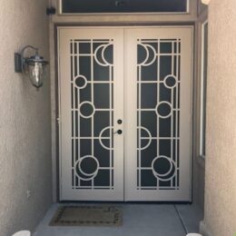 Decorative white security entry door