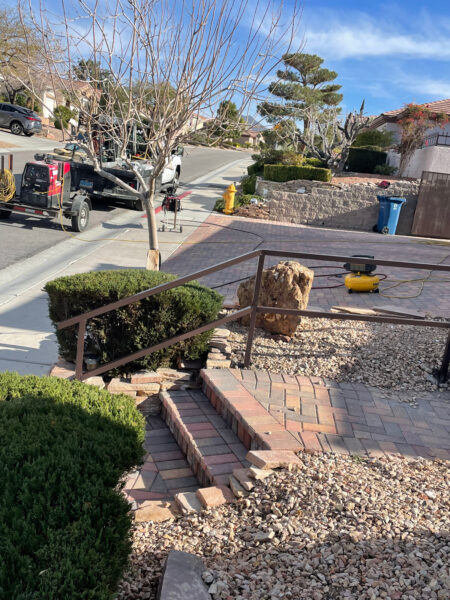 handrails for a paved steps on a residential property